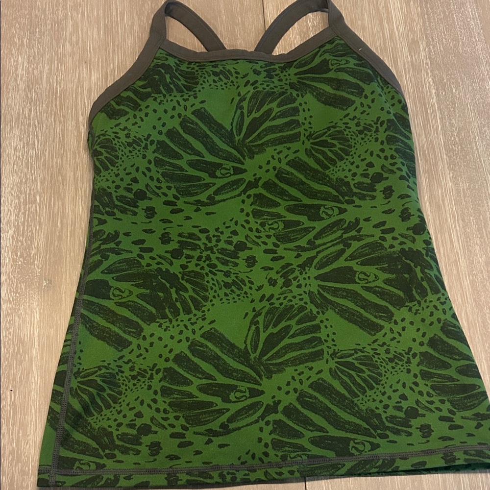 Lululemon‎ Green Patterned workout Top - image 1